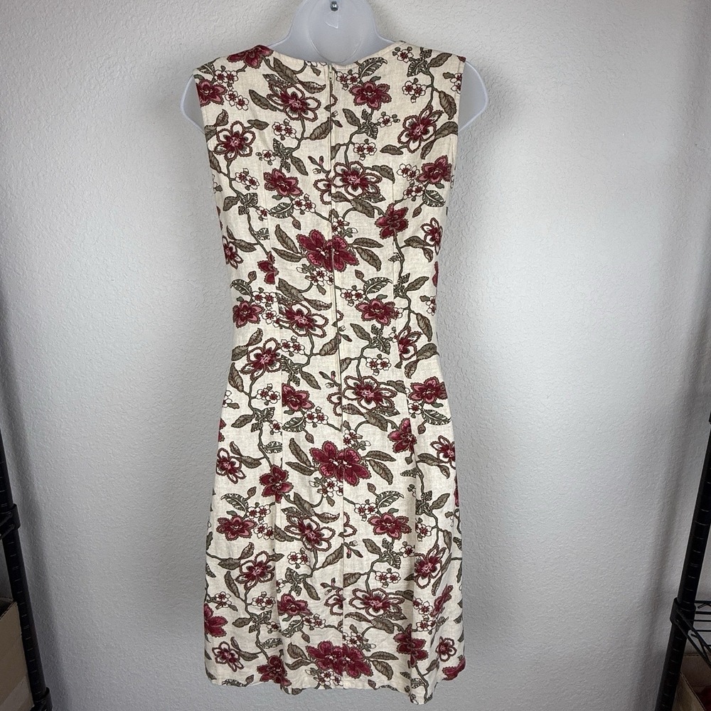 Vtg White Stag Tank Floral Linen Blend Sheath Dress Garden Party Sz S *read - Picture 3 of 12